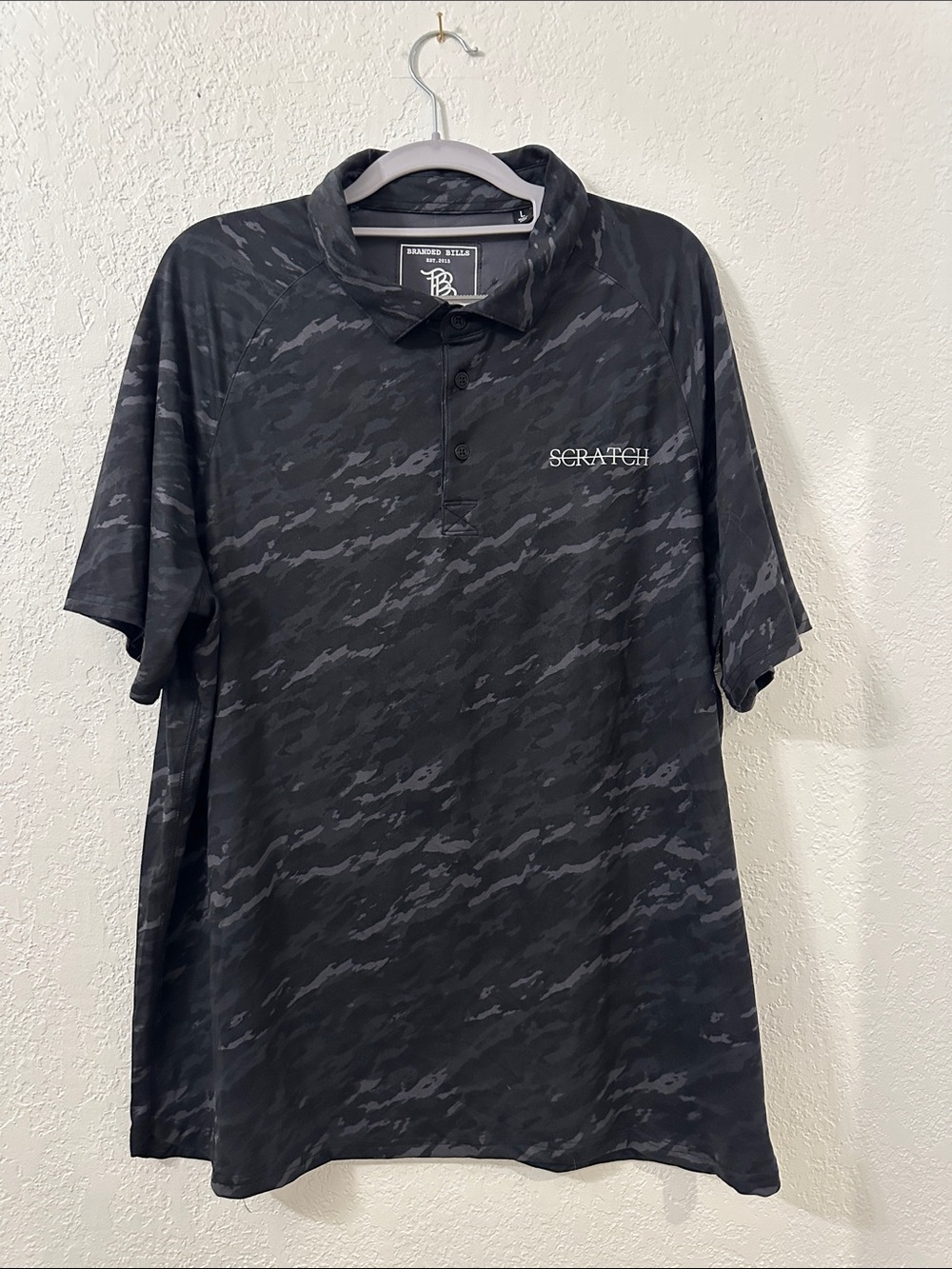Scratch Golf Men’s Black Camo Polo